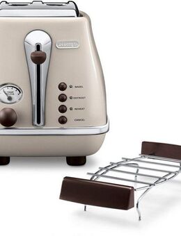De'Longhi Toaster Incona Vintage »CTOV 2103.BG«, 2 kurze Schlitze, 900 W, im Retro Look, cremefarben