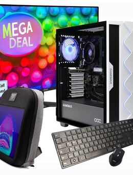 GAMEMAX MegaDeal Diamond WT SET2595 PC-Komplettsystem (32", AMD Ryzen 5 5600G, Radeon Graphics on Board, 32 GB RAM, 1000 GB SSD, Windows 11 + MSI MAG 32C6 Curved Monitor, 80cm (32)