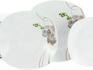 CreaTable Teller-Set Square Orchidee, Tellerset 18-tlg (18-tlg), 6 Personen, Porzellan, Fotorealistische Darstellung