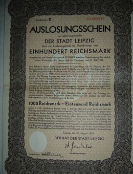 090 Auslosungsschein Leipzig 1930 100,00 Reichs Mark,selten,Rar - Lüdenscheid