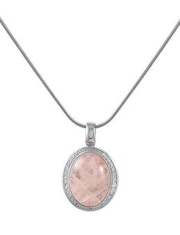 Zeeme Kette mit Anhänger Silber 925 rhodiniert 42+5cm Rosenquarz Zirkonia