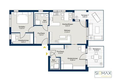 2 zusammengelegte Wohnungen als 3,5-Zimmer-Wohnung zu verkaufen