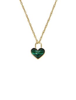 Fossil Kette mit Anhänger Schmuck Geschenk Edelstahl JEWELRY Herz, mit Malachit