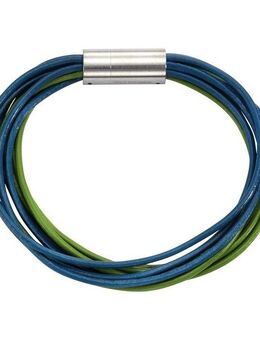 Zeeme Armband Leder 9-reihig türkis mit Magnetverschluß aus Stahl 19cm lang