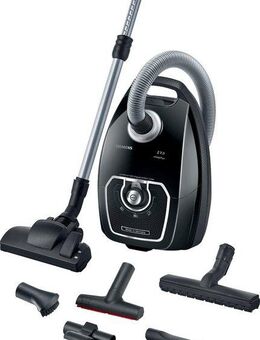 SIEMENS Bodenstaubsauger Z7.0 VSZ7X500, ideal für Allergiker, Hygiene-Filter, extrem leise, 650 W, mit Beutel, Bodendüse für Parkett, Teppich, Fliesen, 15m Aktionsradius, schwarz