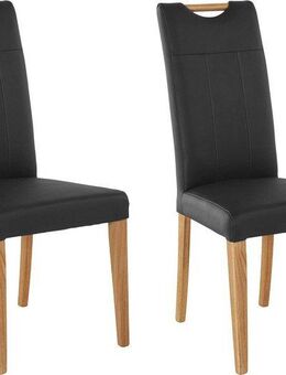 Home affaire Esszimmerstuhl Roberta (Set, 2 St), mit Bezug aus Echtleder und Gestell aus Eiche Massivholz