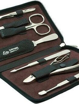 ERBE Maniküre-Etui Lederetui mit Zippverschluss, 7 tlg., bestückt mit Solinger Premium Stahlwaren