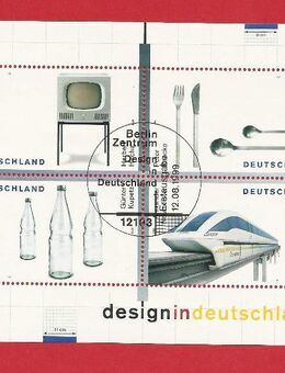 Briefmarkenblock Design in Deutschland 1999 Stempel "Erstausgabe" - Backnang