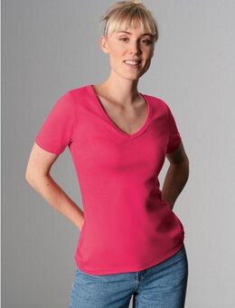 Trigema T-Shirt TRIGEMA V-Shirt aus Baumwolle/Elastan (1-tlg)