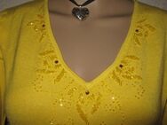 NEU * Edel * Strass * Glitzer * Kristalle * Stickerei * Feinstrick * V- Ausschnitt * Pullover "Intrama" Italy * Gr. 38- 40/ S- M * sonnen- gelb * - Riedlingen