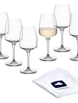 LEONARDO Weißweinglas Rieslinggläser CESTI + Poliertuch, 7-tlg., Kristallglas, 6 Riesling-Gläser mit Poliertuch