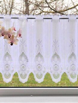 Stickereien Plauen Scheibengardine Blumen, Stangendurchzug (1 St), halbtransparent