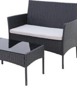 KONIFERA Gartenlounge-Set Balkonset »Palma«, (Set, 7-tlg., 1x2er Sofa, 2 Sessel, Tisch 41x71x39 cm, inkl. Auflagen), Stahl/Polyrattan
