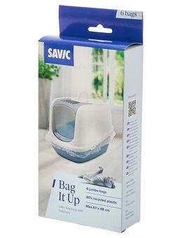 Savic Katzentoilette Nestor Jumbo Marble - Zubehör: Bag It Up Litter Tray Bags, Jumbo, 6 Stück