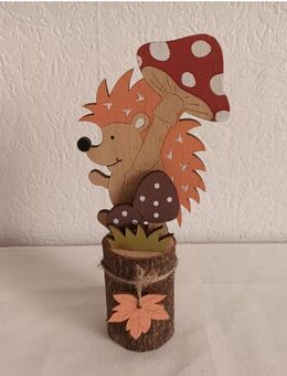 Igel mit Fliegenpilz Holz Deko Herbst Handgemacht 18cm hoch 7cm breit - Essen