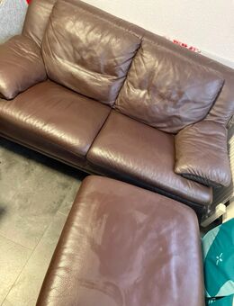 Couch Leder Sofa + hocker - Egeln Zentrum