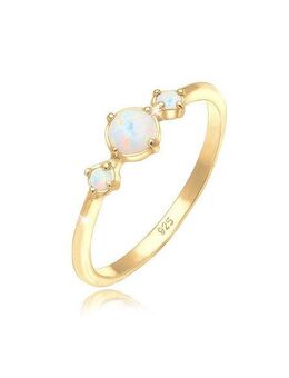 Elli Fingerring Opal Rund Trio Vintage 925er Silber