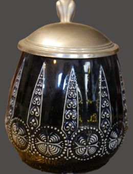 antiker Bierkrug mit Zinndeckel , artdeco , ca. 1930 , Füllmenge 0,5Liter , Höhe 14cm , K5 - Görlitz