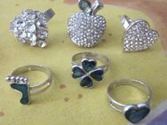 6 Ringe, je 1,- + 4 Ringe (1x Stimmungsring) + 2 Ringe (apricot + türkis) + 2 Armbänder (grün + rot), zus. 5,- - München
