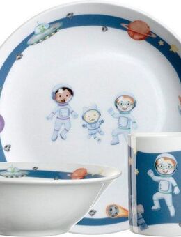 LEONARDO Kindergeschirr-Set BAMBINI AVVENTURA (3-tlg), 1 Personen, Porzellan, Weltall