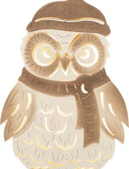 SAICO Original LED Fensterbild Winter-Eule, inkl. LED-Leuchtmittel, warmweiß, LED wechselbar, BxHxT: 19,5x29,5x4 cm