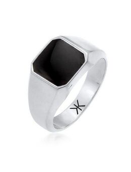 Kuzzoi Siegelring Herren Siegelring Emaille Schwarz Basic 925 Silber