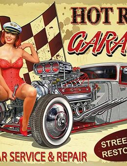 Schönes Blechschild Hot Rod Garage Service Pin Up Girl - Hamburg