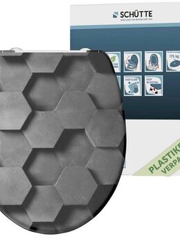 Schütte WC-Sitz Grey Hexagons, Duroplast, mit Absenkautomatik und Schnellverschluss