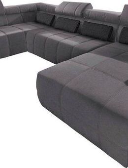DOMO collection Wohnlandschaft Brandon, whlw. mit Sitztiefenverstellung, inkl. Nierenkissen, ohne Sitztiefenverstellung, Luxus-Microfaser, dunkelgrau