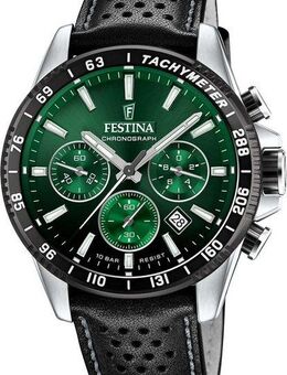 Festina Chronograph Timeless Chronograph F20561/5, Armbanduhr, Quarzuhr, Herrenuhr, Stoppfunktion, Lederarmband