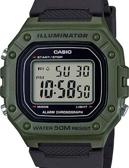 CASIO TIMELESS COLLECTION Chronograph W-218H-3AVEF, Quarzuhr, Armbanduhr, Herrenuhr,Digitaluhr, Resinarmband,Stoppfunktion
