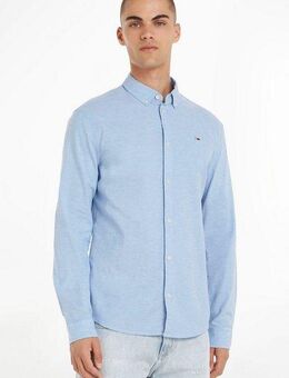Tommy Jeans Langarmhemd TJM Slim Stretch Oxford Shirt mit Flaglabel auf der Brust