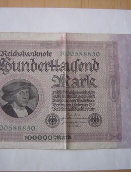Deutsches Reich 100.000 Mark 1.02.1923 Reichsdruck,Nr.8 stellig Kostenloser Versand...!!! - Stuttgart