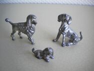 3 Zinn-Hunde,Alt,Miniaturen,volles Material ca. 200g,ca. 3,5-5,5 cm - Linnich