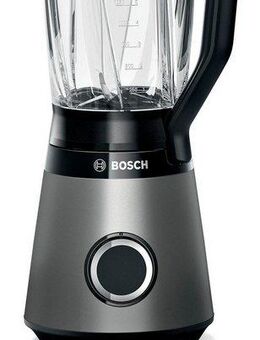 BOSCH Standmixer VitaPower Serie 4 MMB6172SN, 1,5l Glas-Behälter, 30.000 U/Min, grau, 1200 W, Stopfer, ThermoSafe Glas, 4 Edelstahl Klingen, Kabelstaufach