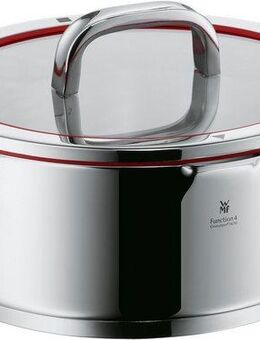 WMF Bratentopf Function 4, Cromargan® Edelstahl Rostfrei 18/10 (2-tlg), wärmereduzierende Griffe, mit 4 Abgießfunktionen, Innenskalierung