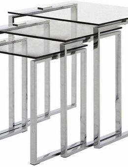 ACTONA GROUP Beistelltisch Katrine Beistell-Set, TOPSELLER! 3 stück, modern (Set, Couchtisch, Sofatisch, OTTOs Choice), Scandi-stil, klare Glasplatte, verchromtes Metallgestell, pflegeleicht