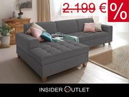 Ecksofa 266x162cm Anthrazit Grau mit Schlaffunktion in Überlänge - Köln