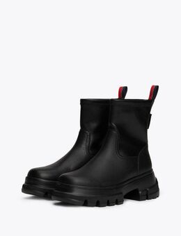 Tommy Jeans TJW CHUNKY CHELSEA BOOT MIX MAT Stiefelette, Blockabsatz, Plateau, Schlupfboots, Combat-Boots mit Label