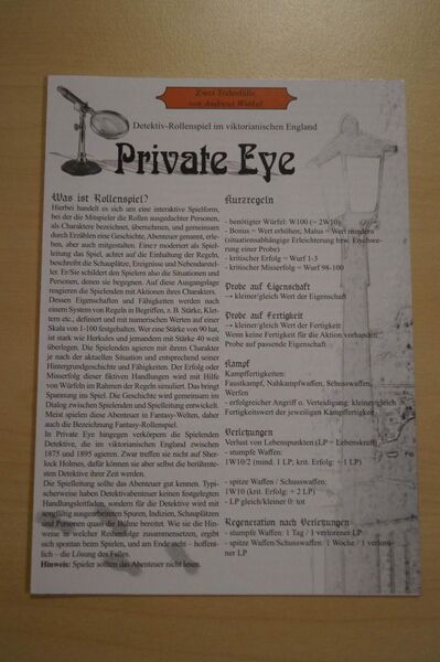 Private Eye Abenteuer: Zwei Todesfälle (RPG / Rollenspiel) - Obermichelbach