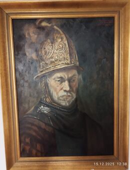 Ölgemälde nach Rembrandt – „Der Mann mit dem Goldhelm“ Handgemalte Kopie auf Leinwand – Ernst Becker (München) - München