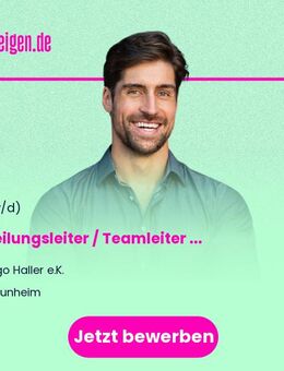 Abteilungsleiter / Teamleiter - Molkereiprodukte (m/w/d) - Raunheim