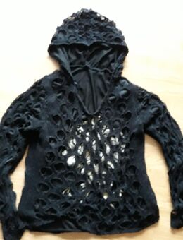 schwarzer 2-lagiger Lochpullover Gr. 40 mit Kapuze - Gaggenau