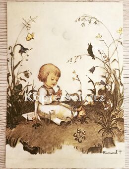 Hummel-Ansichtskarte Kind auf der Blumenwiese,Fink-Kunstkarte 804 - Bautzen