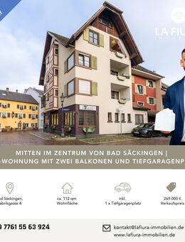 Mitten im Zentrum von Bad Säckingen | 4-Zi.-Wohnung mit zwei Balkonen und Tiefgaragenplatz - Bad Säckingen