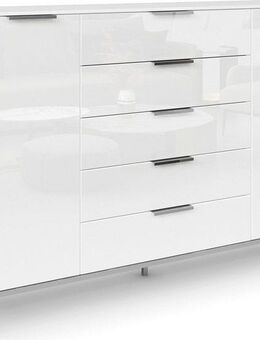 rauch Schubkastenkommode Kommode Türkommode Sideboard Kombikommode FLIPP mit Glasfront (Breite 160/180 cm mit 4 Einlegeböden), 2-trg mit 5 Schubladen und Soft-Close-Funktion, Glasfront, 2 Breiten