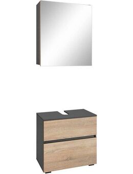 Home affaire Badmöbel-Set Wisla, (Set, 2-St), Spiegelschrank, WBU mit Siphonausschnitt u. Push-to-open, Breite 60 cm
