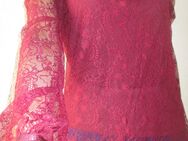 NEU * Boho * Romantik * Blumen * Blüten * Flower * Lace- Spitzen * Logsleeve Bodycon * Bluse mit Spaghetti Träger- Top * T- Shirt "oasis" Gr. 36- 38/ S * bordaux- dunkel- wein- rot * beere * - Riedlingen