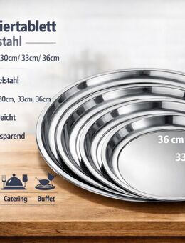 Rundes Serviertablett aus Edelstahl 4 Teilig 28cm 30cm 33cm 36cm - Berlin Neukölln