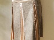 Heine Rock Gr. 40 Kellerfalten Plissee beige-bronze mit Leinen - Recklinghausen